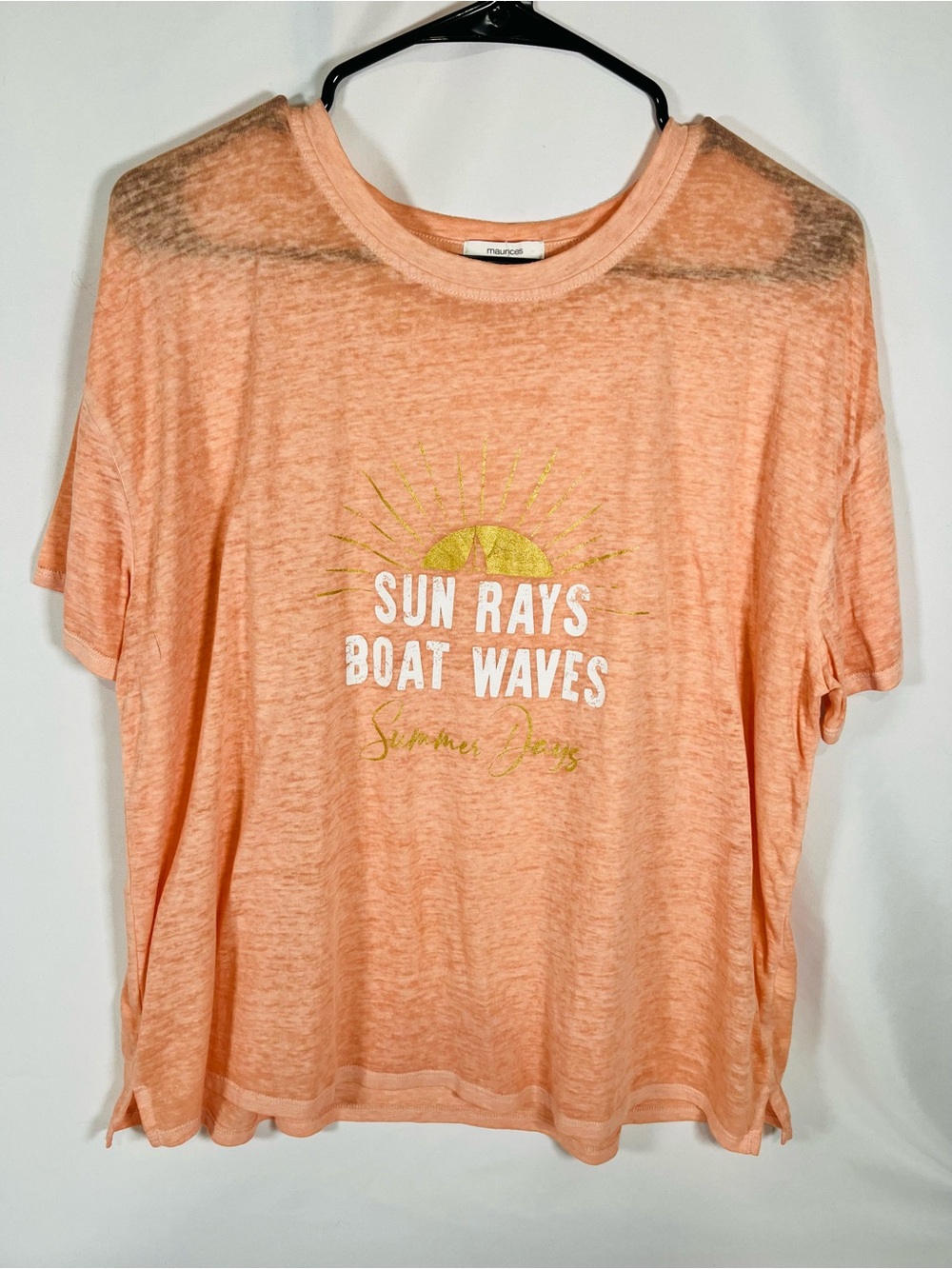 Maurices Peach Graphic 'Sun Rays Boat Waves' Short Sleeve Tee